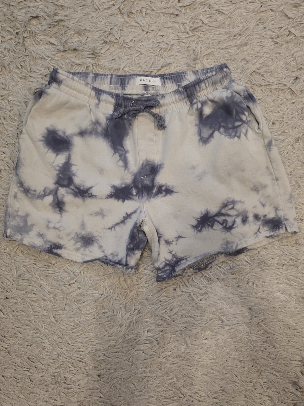 PacSun Men's White and Blue Tie-Dye Athletic Shorts